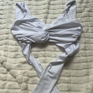 LIONESS Elegant White Wrap Top